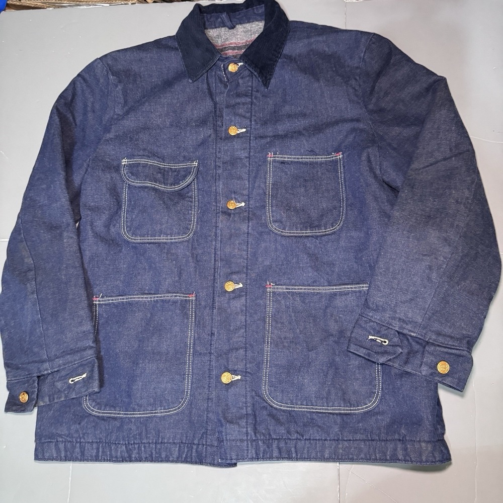 Blue Bell Vintage Denim Jacket 44 1980's Work Wear Chore Blanket Lined Maverick